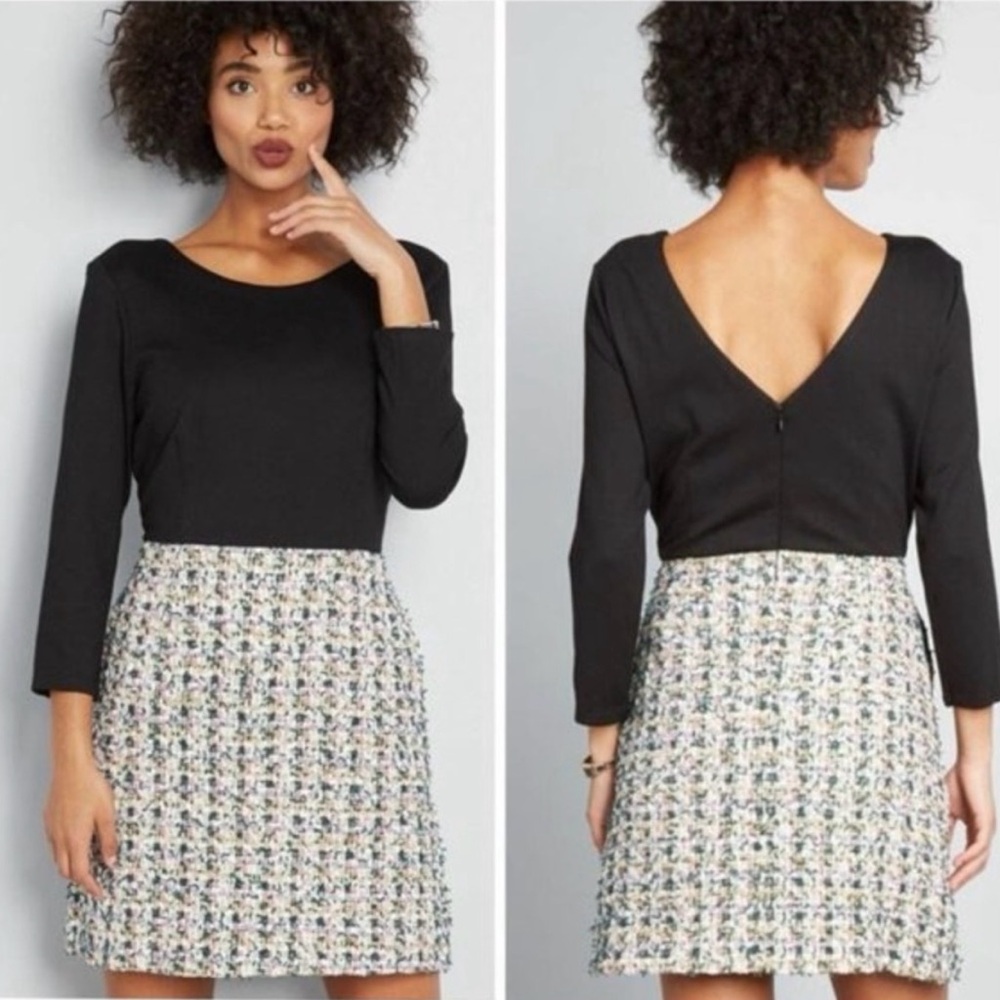 Hutch ModCloth Black and White Tweed Dress